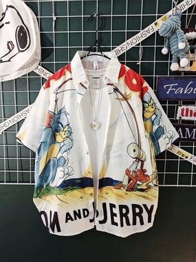 Tom and Jerry Graphic Short-Sleeve Shirt - White/Multicolor